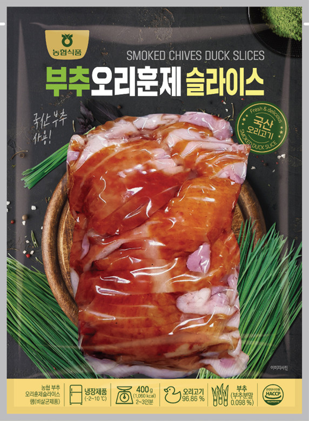 농협식품 부추오리훈제 슬라이스 400g 패키지