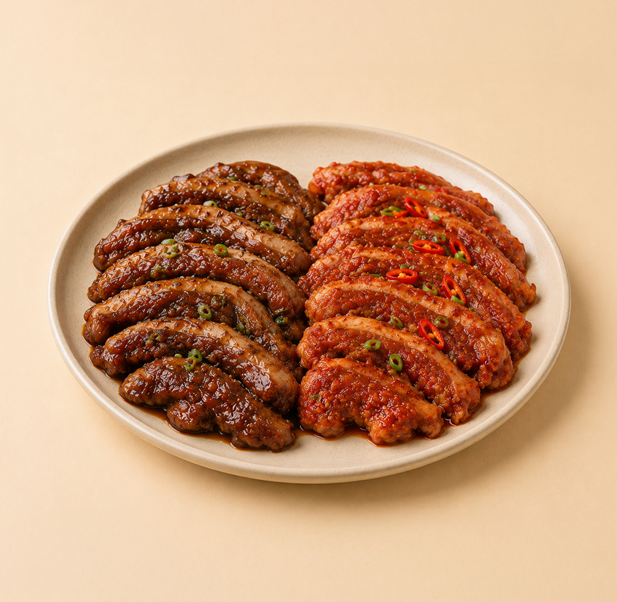 모란식품 양념 오리목살 제품 예시